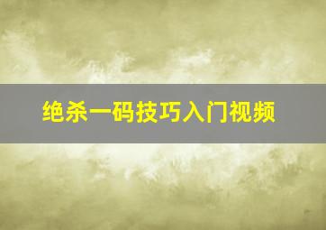 绝杀一码技巧入门视频