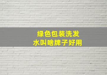 绿色包装洗发水叫啥牌子好用