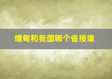 缅甸和我国哪个省接壤