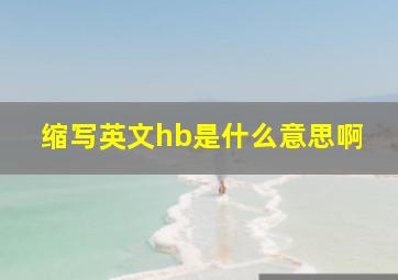 缩写英文hb是什么意思啊