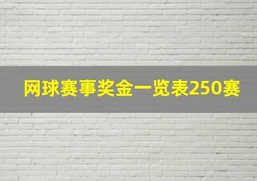 网球赛事奖金一览表250赛