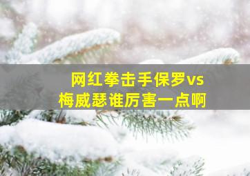 网红拳击手保罗vs梅威瑟谁厉害一点啊