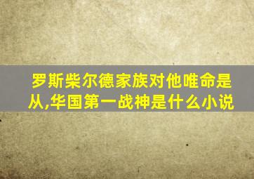 罗斯柴尔德家族对他唯命是从,华国第一战神是什么小说