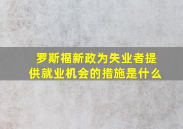 罗斯福新政为失业者提供就业机会的措施是什么