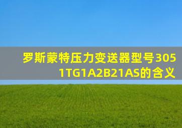 罗斯蒙特压力变送器型号3051TG1A2B21AS的含义