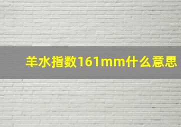 羊水指数161mm什么意思