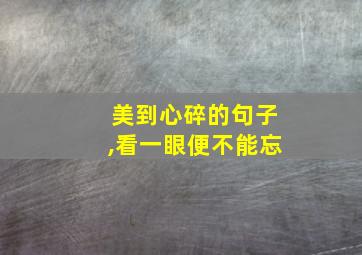 美到心碎的句子,看一眼便不能忘