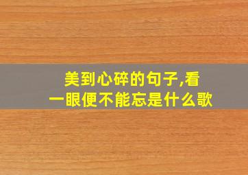 美到心碎的句子,看一眼便不能忘是什么歌