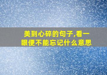 美到心碎的句子,看一眼便不能忘记什么意思