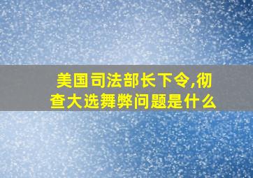 美国司法部长下令,彻查大选舞弊问题是什么