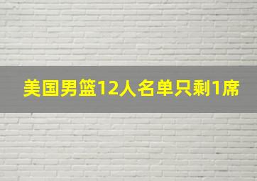 美国男篮12人名单只剩1席