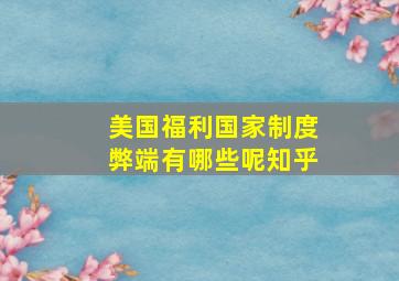 美国福利国家制度弊端有哪些呢知乎