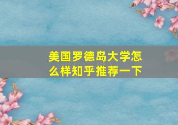 美国罗德岛大学怎么样知乎推荐一下