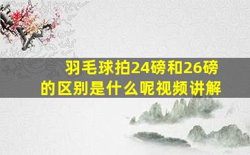 羽毛球拍24磅和26磅的区别是什么呢视频讲解