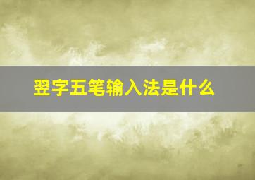 翌字五笔输入法是什么