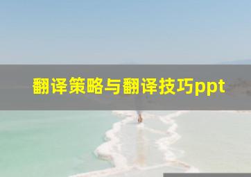 翻译策略与翻译技巧ppt