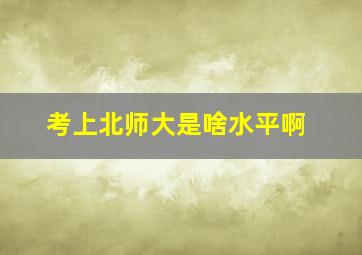 考上北师大是啥水平啊