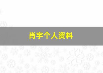 肖宇个人资料