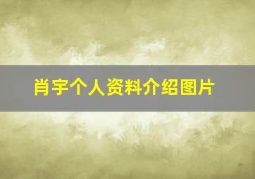 肖宇个人资料介绍图片