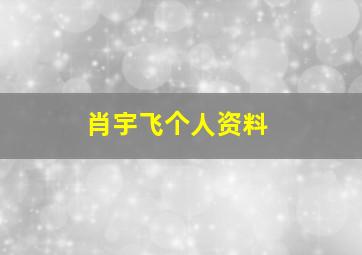 肖宇飞个人资料