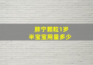 肺宁颗粒1岁半宝宝用量多少