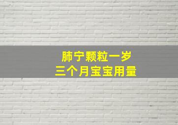 肺宁颗粒一岁三个月宝宝用量