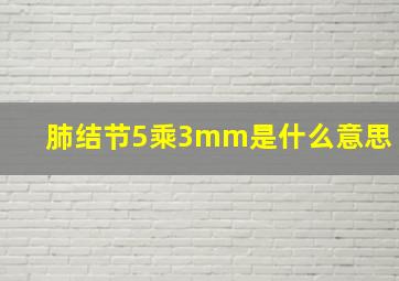 肺结节5乘3mm是什么意思