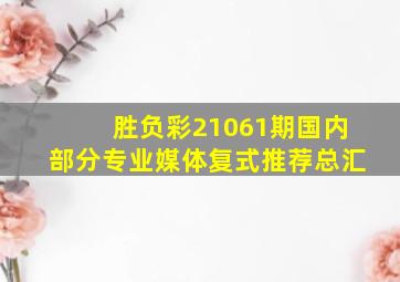 胜负彩21061期国内部分专业媒体复式推荐总汇