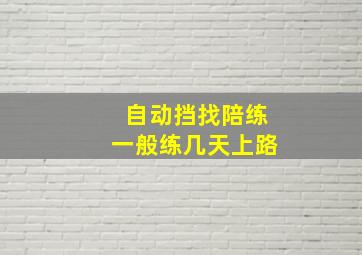 自动挡找陪练一般练几天上路