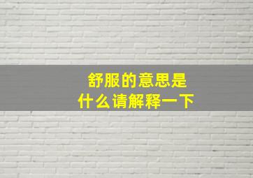 舒服的意思是什么请解释一下