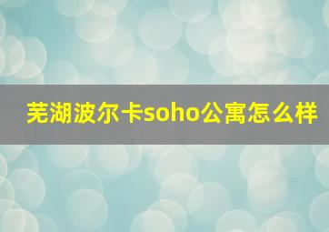 芜湖波尔卡soho公寓怎么样