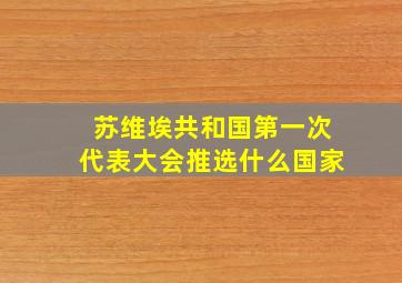 苏维埃共和国第一次代表大会推选什么国家