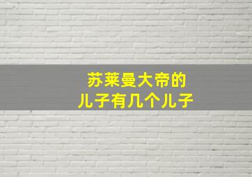 苏莱曼大帝的儿子有几个儿子