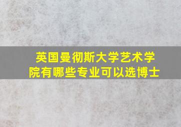 英国曼彻斯大学艺术学院有哪些专业可以选博士