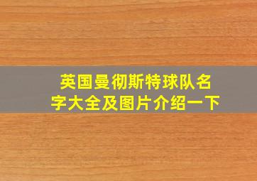 英国曼彻斯特球队名字大全及图片介绍一下