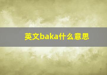 英文baka什么意思