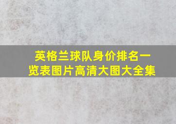 英格兰球队身价排名一览表图片高清大图大全集