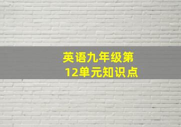 英语九年级第12单元知识点