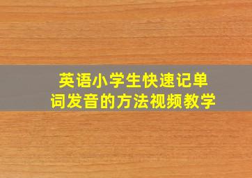 英语小学生快速记单词发音的方法视频教学