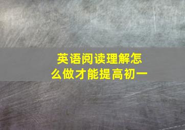 英语阅读理解怎么做才能提高初一