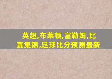 英超,布莱顿,富勒姆,比赛集锦,足球比分预测最新