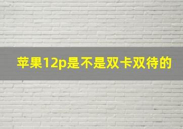 苹果12p是不是双卡双待的