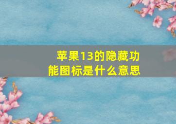 苹果13的隐藏功能图标是什么意思