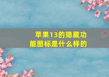 苹果13的隐藏功能图标是什么样的