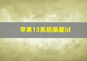 苹果13系统隐藏id