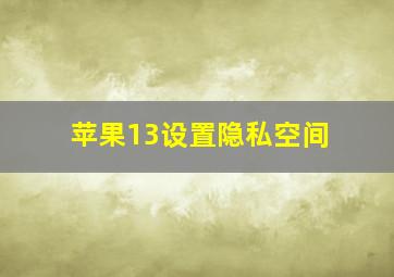 苹果13设置隐私空间