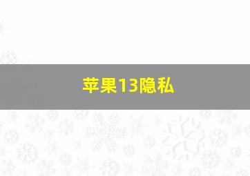 苹果13隐私