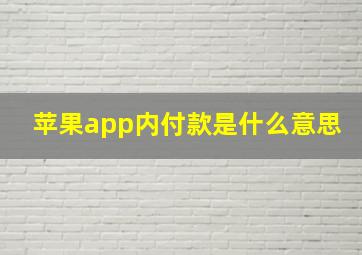 苹果app内付款是什么意思