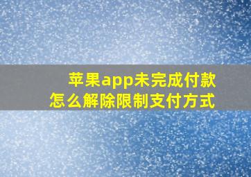 苹果app未完成付款怎么解除限制支付方式