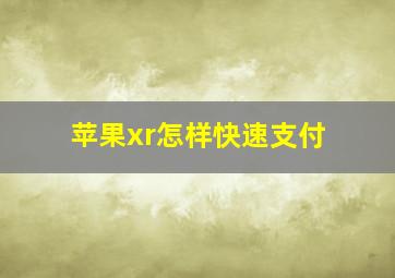 苹果xr怎样快速支付